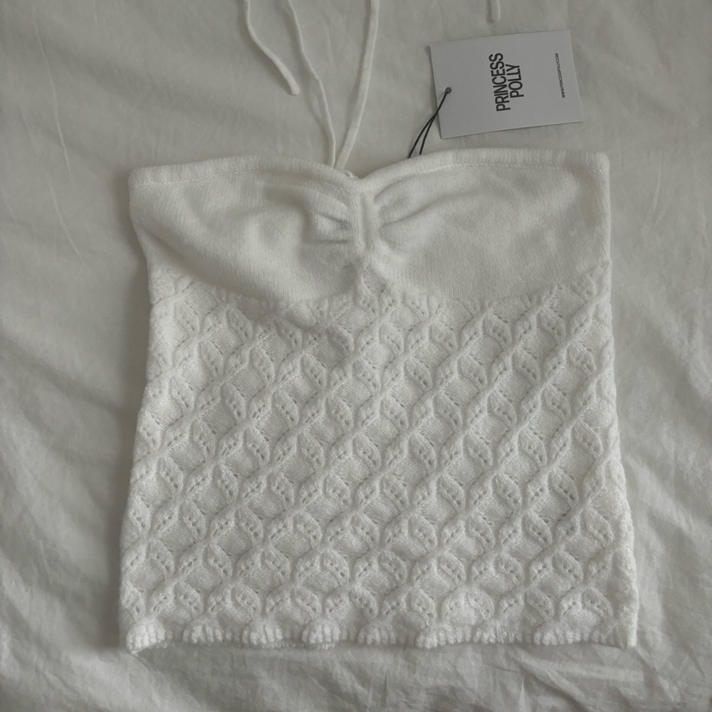 Princess Polly White Knit Strapless Top